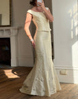 Vintage 90s Italian Two Piece Off Shoulder Beaded Rosette Wedding Set