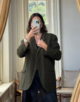 Vintage 50s Pure Wool Olive Herringbone Blazer