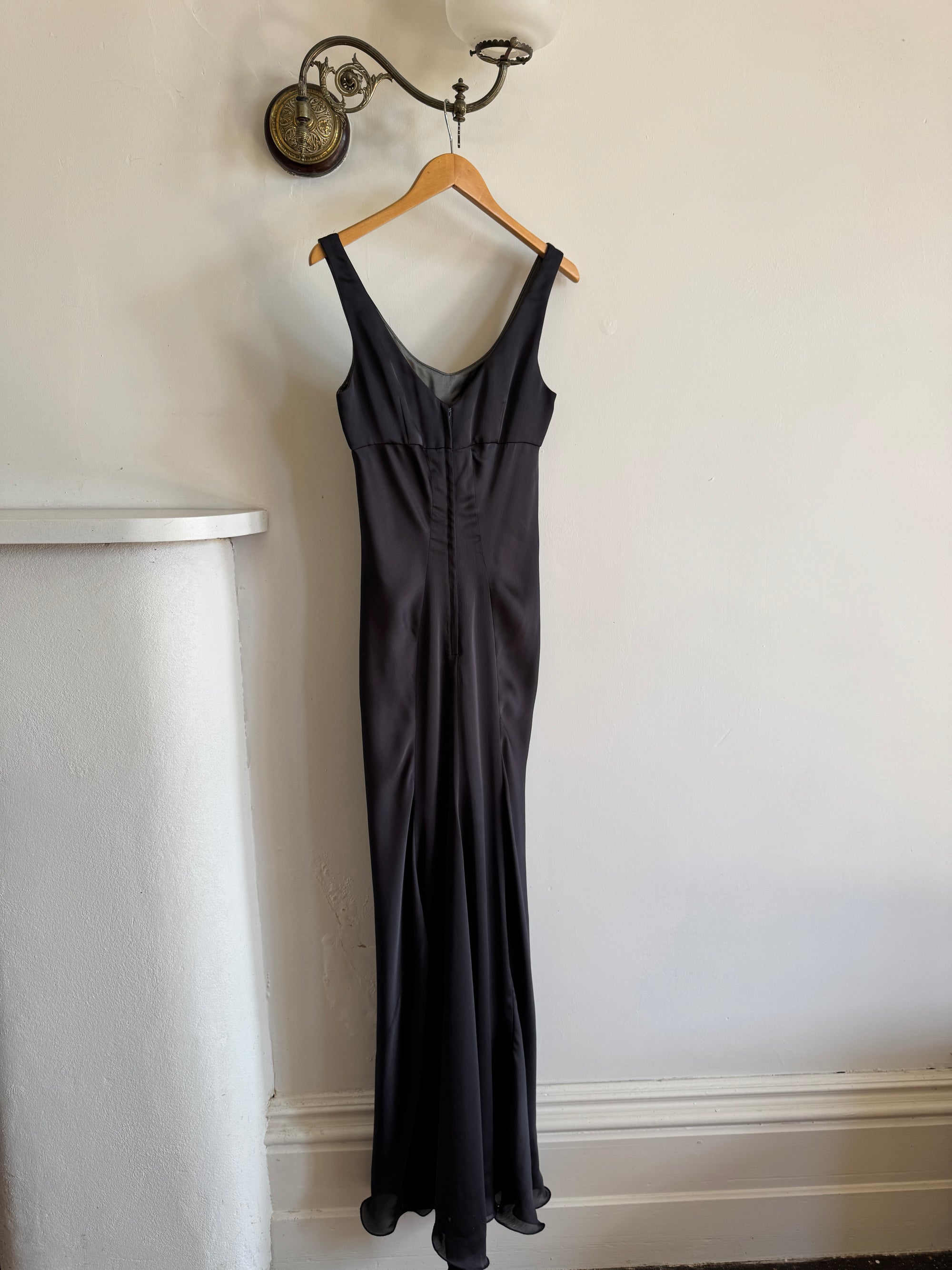 Vintage 90s Bias Cut Prom Dress Noir