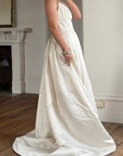 Vintage 90s Crystal Gathered Princess Satin Wedding Gown