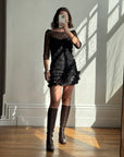 Archival Y2K Lace Ruffle Mini Dress Noir