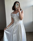 Vintage 30s Satin Sweetheart Wedding Dress with Train