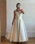 Vintage 90s Pure Silk Halter Princess Wedding Dress
