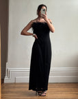 Vintage 90s Lurex Ostrich Feather Dress Noir
