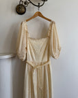 Vintage 70s Prairie Lace Wedding Dress Creme