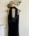 Vintage 90s Satin and Chiffon Cocktail Dress With Scarf Noir