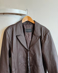Vintage 90s Leather Trench Coat Deep Brown