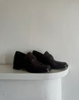 Vintage 90s Leather Heeled Loafers Brown