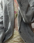 Vintage Light Grey Wool Oversized Blazer