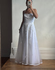 Vintage 90s Basque Halter Embellished Wedding Gown