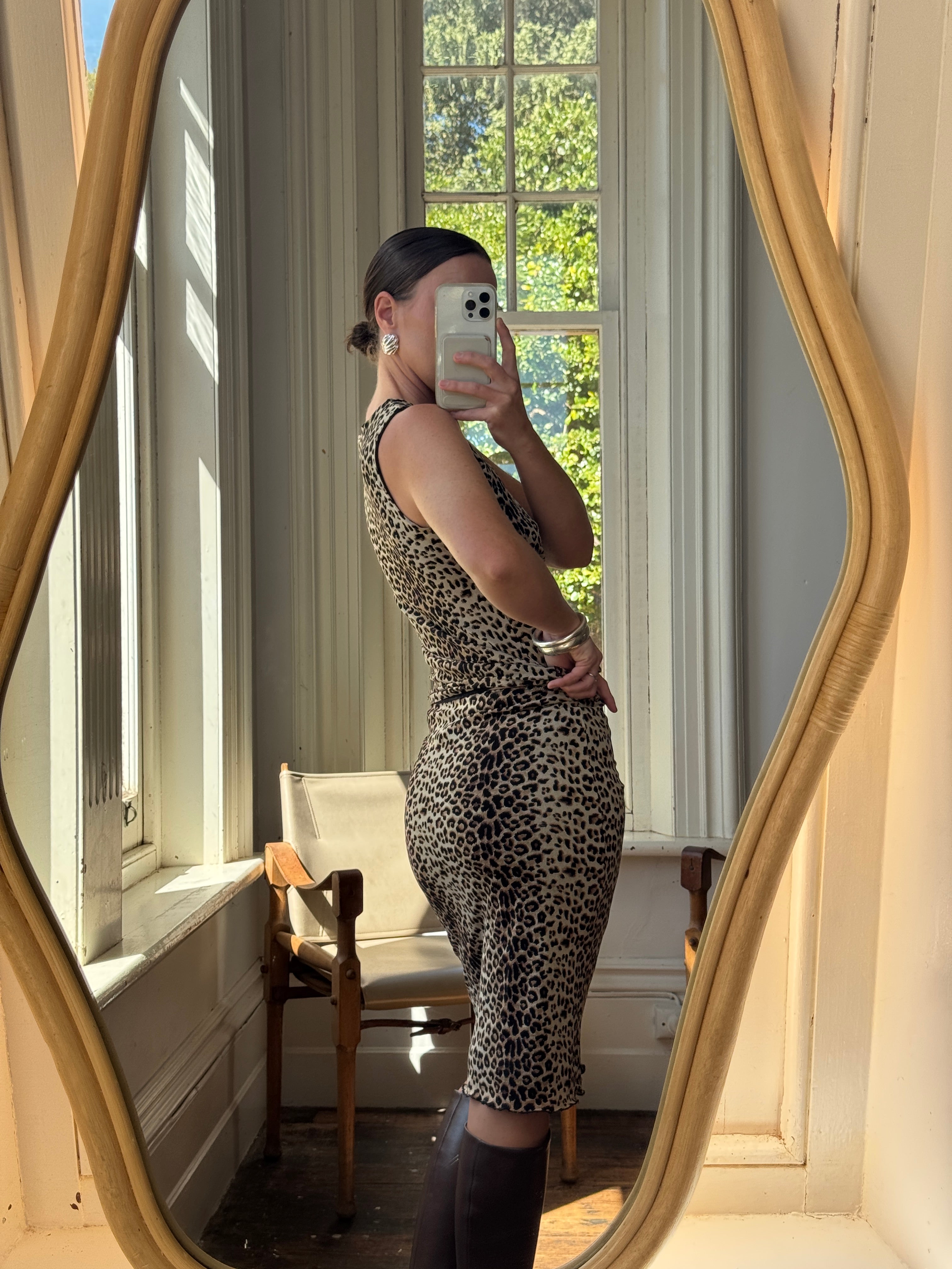 Vintage 90s Leopard Print Lettuce Hem Set