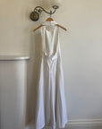 Vintage 70s Backless Pleated Halter Wedding Dress