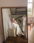 Vintage 90s Pure Silk Chiffon Empire Bow Off Shoulder Wedding Dress