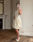 Vintage 90s Cream Broderie Anglaise Bubble Mini Dress