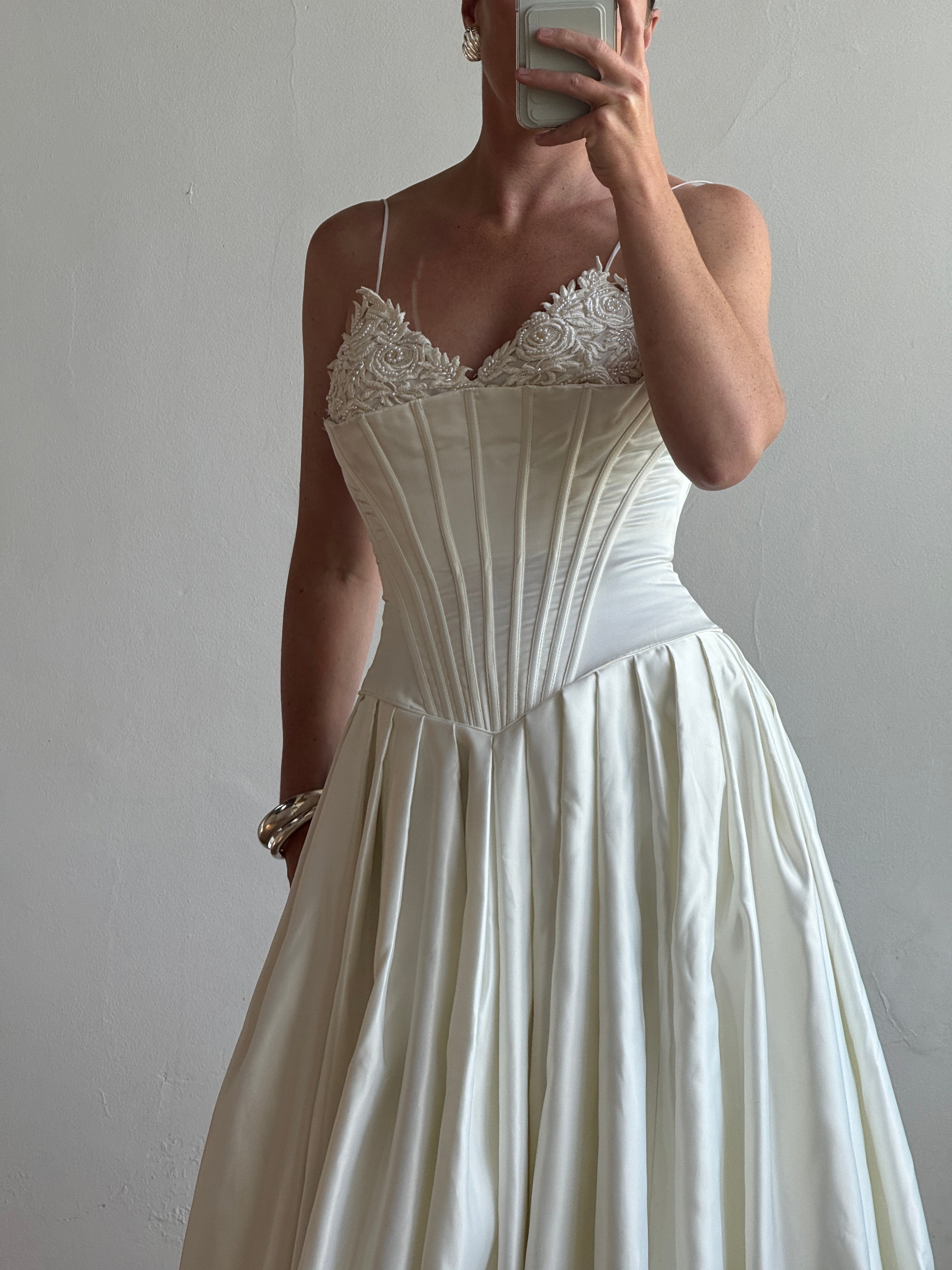 Vintage 1992 Corset Satin Wedding Gown