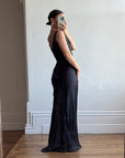 Vintage 90s Bias Cut Prom Dress Noir