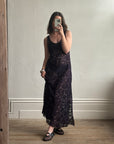Vintage 90s Burnt Velvet Sheer Slip Dress Eggplant