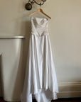 Vintage 90s Beaded Tassel Strapless Satin Wedding Gown