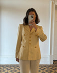 Vintage 90s Escada Butter Yellow Blazer with Gold Buttons