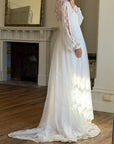 Vintage 60s Poet Sleeve Chiffon Wedding Gown