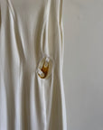 Vintage 90s Body Con Ivory Dress with Gold Hardware