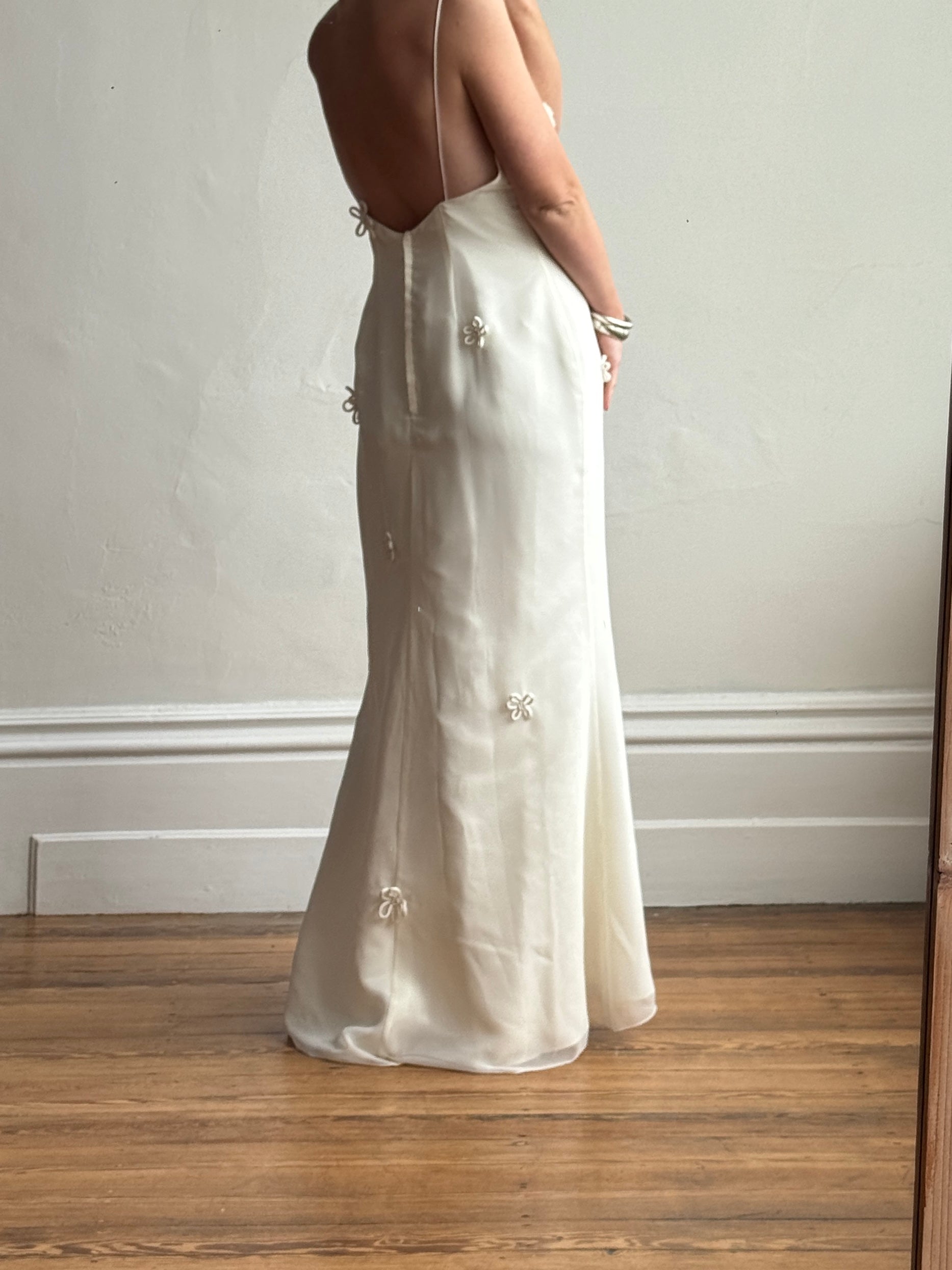 Vintage 90s Gathered Daisy Wedding Dress