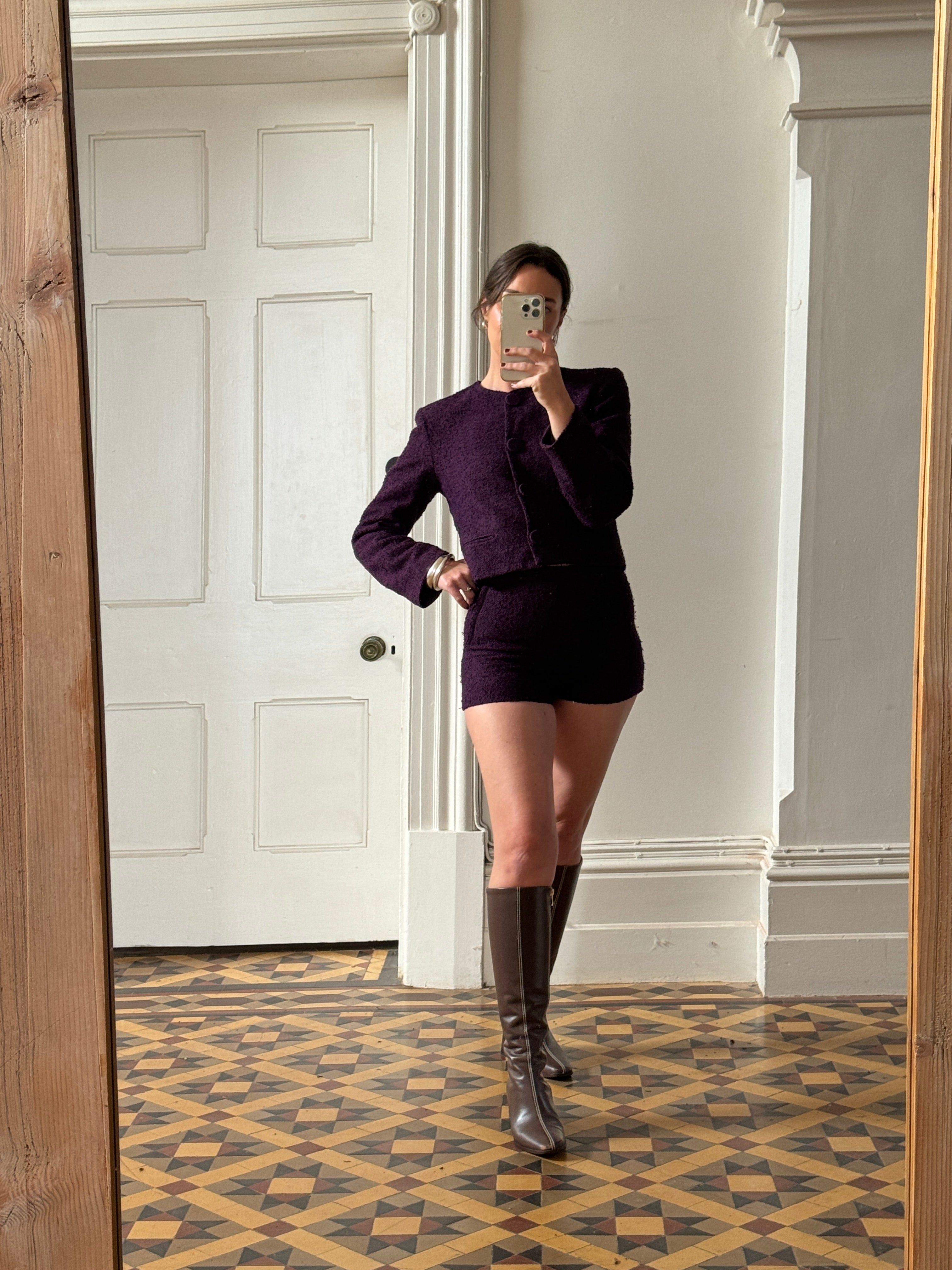 Vintage 90s Eggplant Pure Wool Tailored Two Piece
