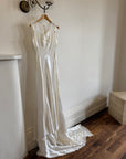 Vintage 40s Liquid Satin Sleeveless Lace Wedding Gown