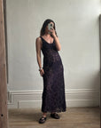 Vintage 90s Burnt Velvet Sheer Slip Dress Eggplant
