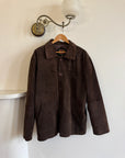 Vintage 90s Chocolate Suede Leather Boxy Jacket