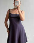 Vintage 90s Satin Micro Mini Dress Navy Satin