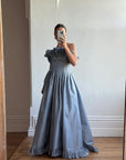 Vintage 80s Taffeta Gown Duck Egg Blue