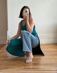 Vintage Issey Miyake IM Pleated Teal Apron Dress