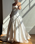 Vintage Y2K Pure Silk Drop Waist Satin Strapless Wedding Gown