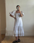 Vintage 80s Linen Drop Waist Sundress Ivory