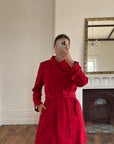 Vintage 90s Red Mid Length Trench Coat