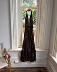 Vintage 90s Pure Silk Beaded Lace Up Dress Chocolate