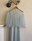 Vintage 50s Baby Blue Peignoir Slip and Jacket Set with Bows