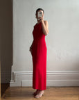 Vintage 90s Crimson Crepe High Front Dress