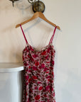 Vintage 90s Flirty Rose Silk Midi Dress