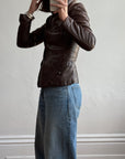 Vintage Y2K YSL Rive Gauche Leather Jacket Chocolate