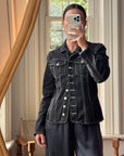Vintage 90s Black Denim Contrast Stitch Top