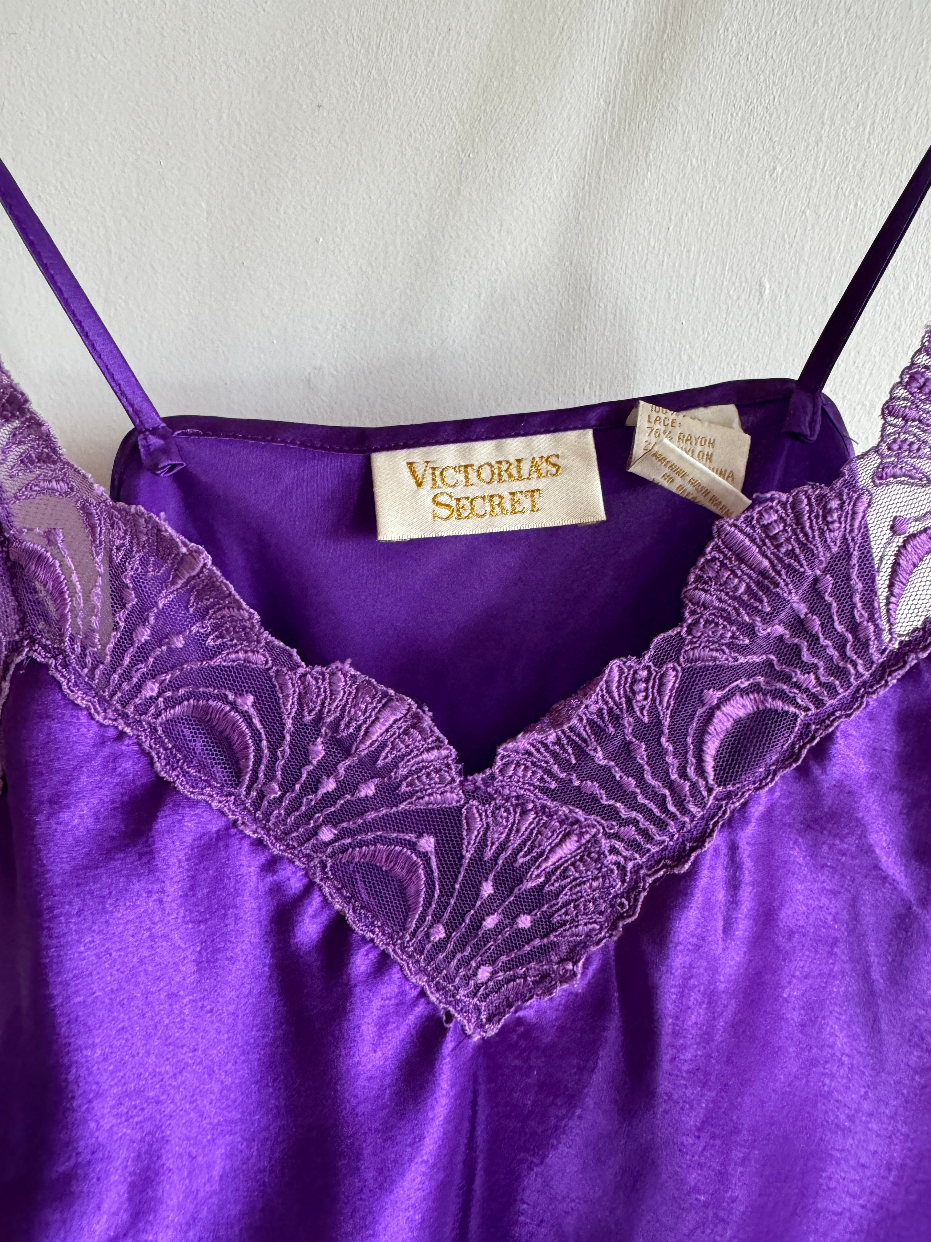 victoria secret purple slip dress Vintage 90s Victorias Secret Amethyst Satin Slip – Call Me The Breeze