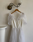 Vintage 70s Organza Sheer Stripe Wedding Dress
