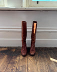 Vintage 70s Cognac Leather Calf High Boots Made in Brazil