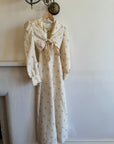 Vintage 70s Two Piece Garden Soiree Dress Creme Floral