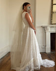 Vintage 60s Sleeveless Lace Wedding Gown With Train