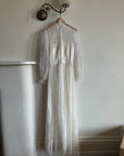 Vintage 70s High Neck Embroidered Long Sleeve Wedding Dress