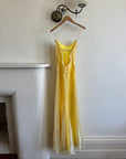 Vintage 90s Organza Yellow Ruffle Prom Slip Dress
