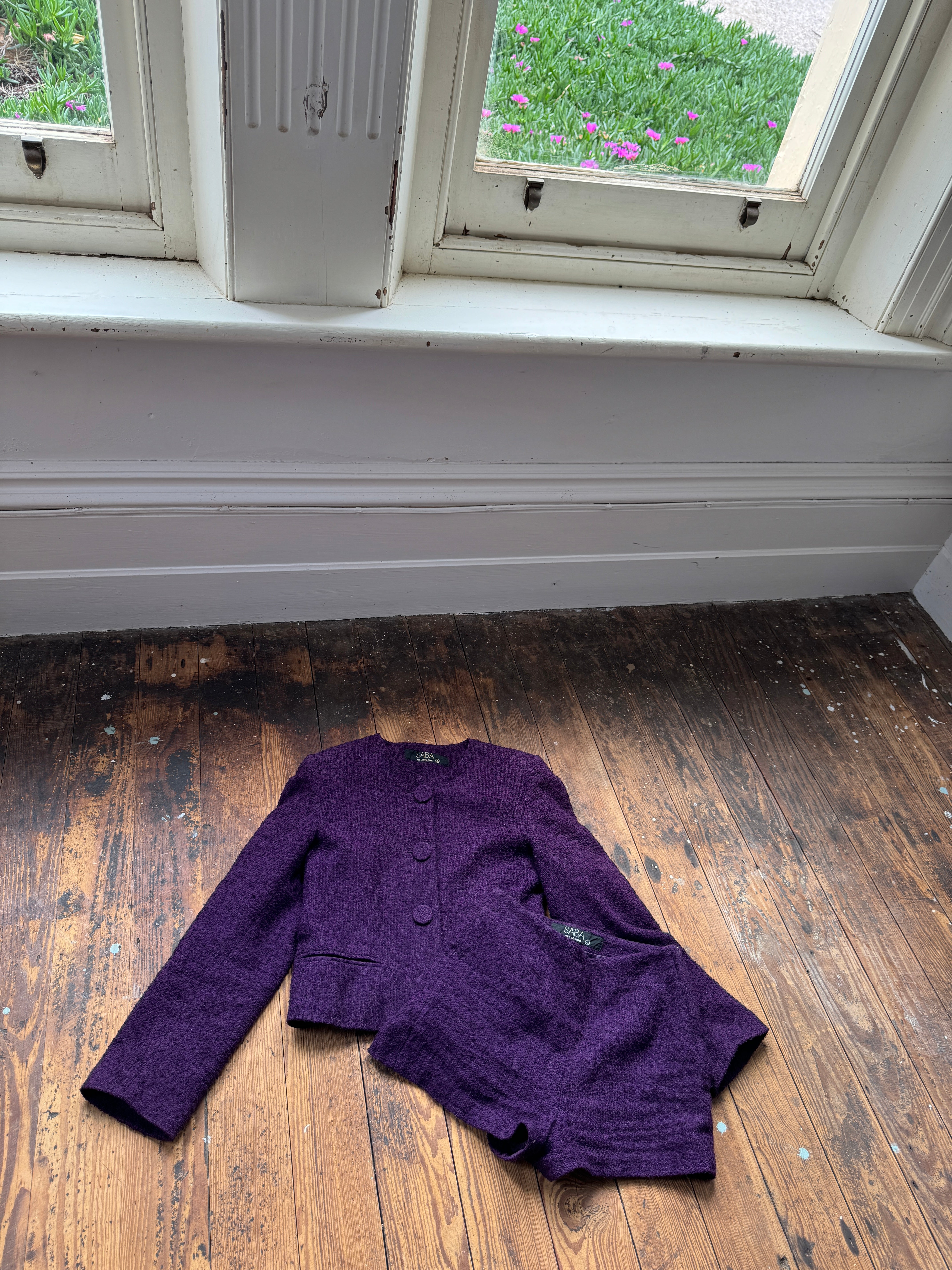 Vintage 90s Eggplant Pure Wool Tailored Two Piece